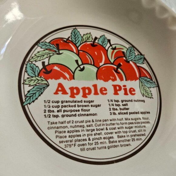 Vintage Retro 80's 11" Apple Pie Dish with Recipe SunnyCraft - Picture 2 of 9